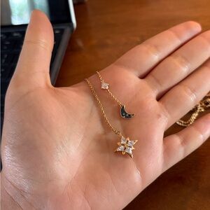 Swarovski Rose Gold Star and Moon Necklace
